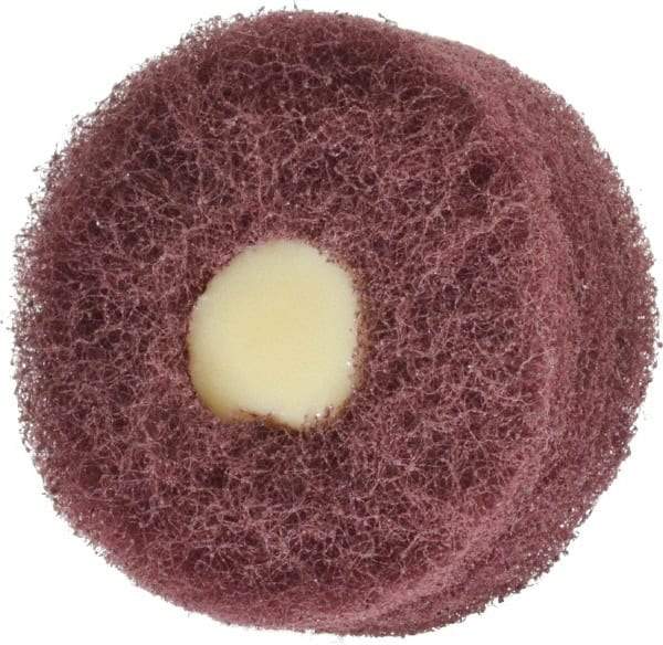 Merit Abrasives - 2" Diam, Medium Mounted Scrubber Buffing Wheel - 3 Ply, Very Fine Grade, 1/4" Shank Diam, 12,000 RPM - Strong Tooling