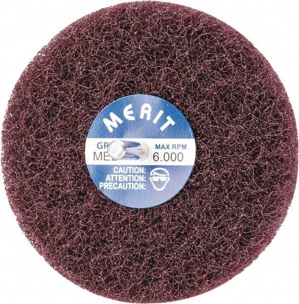 Merit Abrasives - 4" Diam, Medium Mounted Scrubber Buffing Wheel - 2 Ply, Medium Grade, 1/4" Shank Diam, 6,000 RPM - Strong Tooling