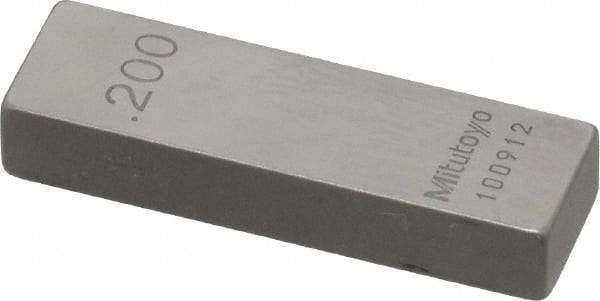 Mitutoyo - 0.2" Rectangular Steel Gage Block - Accuracy Grade 0, Includes Certificate of Inspection - Strong Tooling