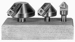 APT - 3 Countersinks, 90° Included Angle, 1/4 to 3/4" Cut Diam Smallest Tool, 1-1/4 to 2-1/2" Cut Diam Largest Tool, Square & Triangle SPGH & TPGH Inserts Indexable Countersink Set - 1/2" Shank Diam, 3/8, 1/2° Inscribed Circle, 3 Inserts - Strong Tooling