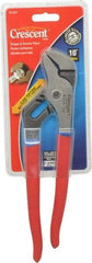 Crescent - 10" OAL, 1-1/2" Max Capacity, 5 Position Groove Joint Tongue & Groove Pliers - Straight Jaws, Straight Head, Plastic Cushion Handles - Strong Tooling