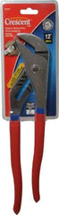 Crescent - 12" OAL, 2-1/2" Max Capacity, 8 Position Groove Joint Tongue & Groove Pliers - Straight Jaws, Straight Head, Plastic Cushion Handles - Strong Tooling