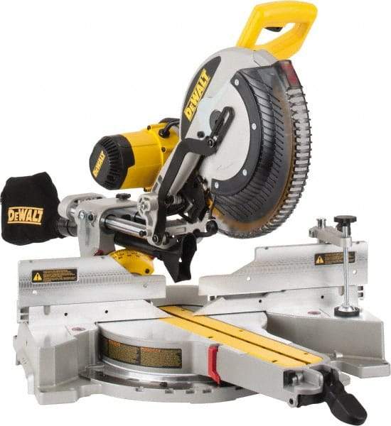 DeWALT - 15 Amp, 120 Volt, 3,800 RPM, 49° Left & Right Double Bevel Sliding Miter Saw - 5/8 or 1" Arbor, 12" Blade Diam - Strong Tooling