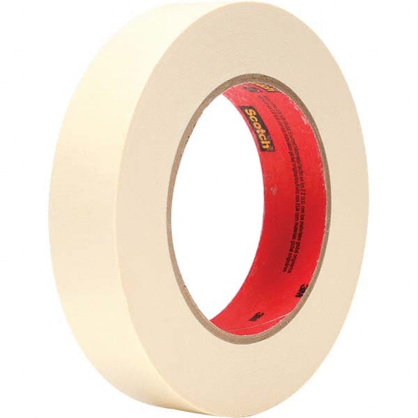 Masking Tape: 60 yd Long, 5.8 mil Thick, Tan Crepe Paper, Rubber Adhesive, 27 lb/in Tensile Strength