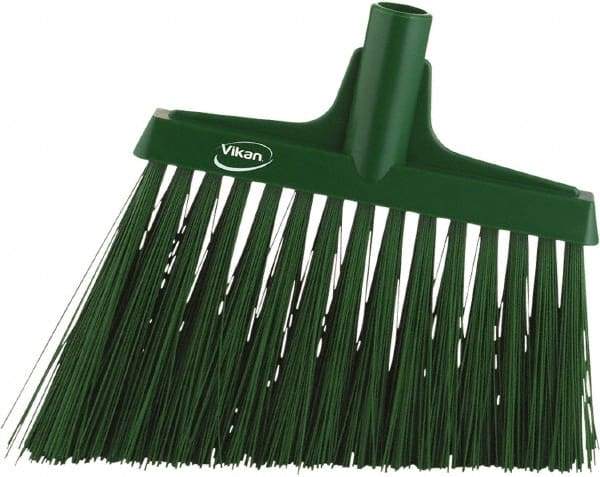 Vikan - 9-1/2" Wide, Green Synthetic Bristles, Angled Broom - Strong Tooling