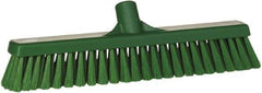 Vikan - 16" Fine Particle Synthetic Push Broom - 2" Bristle Length, Plastic Block, European Threaded Handle Connection - Strong Tooling