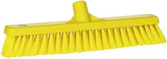 Vikan - 16" Fine Particle Synthetic Push Broom - 2" Bristle Length, Plastic Block, European Threaded Handle Connection - Strong Tooling