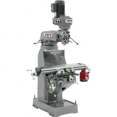 Jet - 9" Table Width x 42" Table Length, Step Pulley Control, 3 Phase Knee Milling Machine - R8 Spindle Taper, 2 hp - Strong Tooling