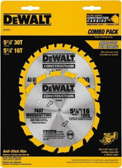 DeWALT - 5-3/8" Diam, 0.3937" Arbor Hole Diam, 16 & 30 Tooth Wet & Dry Cut Saw Blade - Tungsten Carbide-Tipped, Fast Cutting Action, Diamond Arbor - Strong Tooling