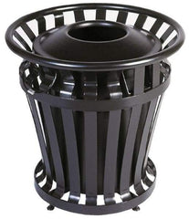 Rubbermaid - 20 Gal Black Round Trash Can - Steel, 27-1/2" High - Strong Tooling