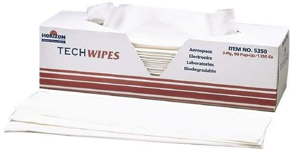 Ability One - Flat Fold Clean Room/Lab/Critical Task Wipes - 16-1/2" x 15" Sheet Size, White - Strong Tooling