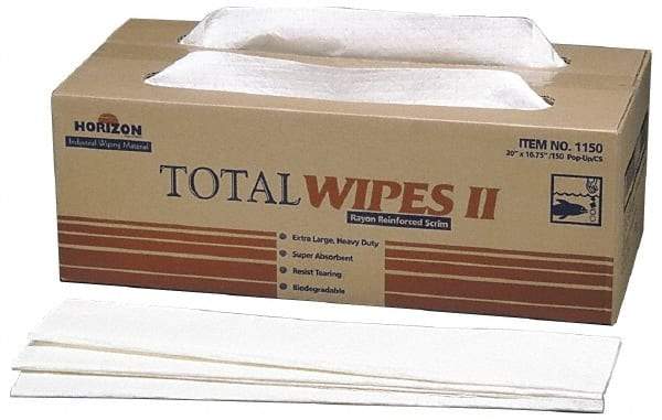 Ability One - Flat Fold Shop Towel/Industrial Wipes - 16-1/2" x 20" Sheet Size, White - Strong Tooling