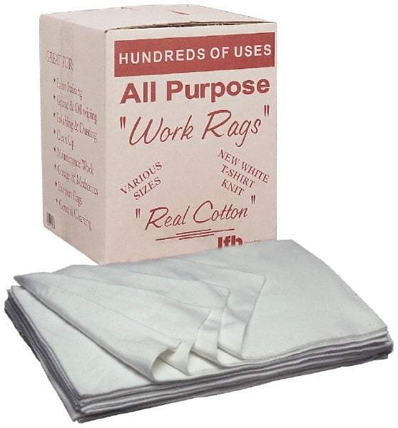 Ability One - 9 Inch Long x 11-1/2 Inch Wide Cotton Rags - White, Box - Strong Tooling