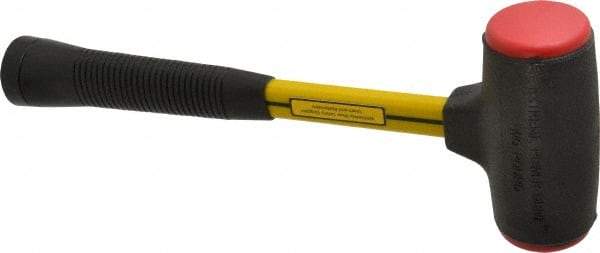 NUPLA - 32 oz Head 2" Face Diam Urethane Dead Blow Hammer - 13-11/16" OAL, Fiberglass Handle - Strong Tooling