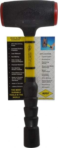 NUPLA - 48 oz Head 2-3/16" Face Diam Urethane Dead Blow Hammer - 14-5/16" OAL, Fiberglass Handle - Strong Tooling