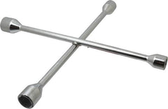 Omega Lift Equipment - 14" Long Cross Shaped Lug Nut Wrench Tire Iron - 17, 19, 21, 23mm - Strong Tooling