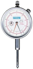 Fowler - 1" Range, 0-100, 0-200-0 Dial Reading, 0.001" Graduation Dial Drop Indicator - 2-1/4" Dial, 0.1" Range per Revolution, Revolution Counter - Strong Tooling