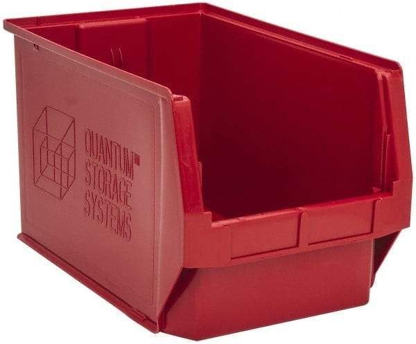 Quantum Storage - 100 Lb. Load Capacity, 19-3/4" Deep, Red Polyethylene Hopper Stacking Bin - 11-7/8" High x 12-3/8" Wide x 19-3/4" Long - Strong Tooling