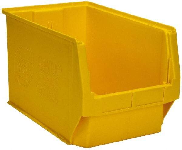 Quantum Storage - 100 Lb. Load Capacity, 19-3/4" Deep, Yellow Polyethylene Hopper Stacking Bin - 11-7/8" High x 12-3/8" Wide x 19-3/4" Long - Strong Tooling