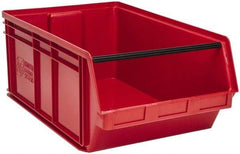 Quantum Storage - 140 Lb. Load Capacity, 29" Deep, Red Polyethylene Hopper Stacking Bin - 11-7/8" High x 18-3/8" Wide x 29" Long - Strong Tooling