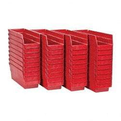 Quantum Storage - 50 Lb. Load Capacity, 11-5/8" Deep, Red Polypropylene Hopper Shelf Bin - 4" High x 4-1/8" Wide x 11-5/8" Long - Strong Tooling