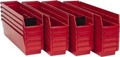 Quantum Storage - 50 Lb. Load Capacity, 17-7/8" Deep, Red Polypropylene Hopper Shelf Bin - 4" High x 4-1/8" Wide x 17-7/8" Long - Strong Tooling