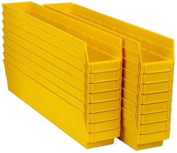 Quantum Storage - 50 Lb. Load Capacity, 23-5/8" Deep, Yellow Polypropylene Hopper Shelf Bin - 4" High x 4-1/8" Wide x 23-5/8" Long - Strong Tooling