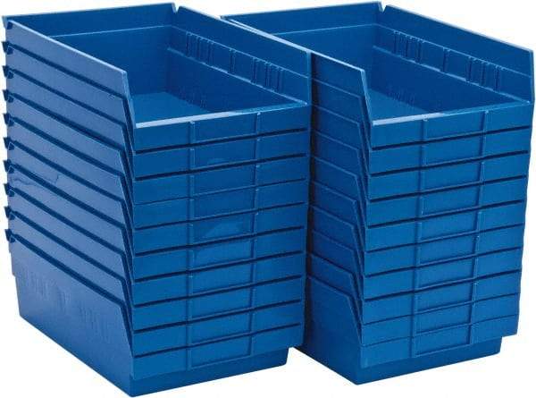 Quantum Storage - 50 Lb. Load Capacity, 11-5/8" Deep, Blue Polypropylene Hopper Shelf Bin - 4" High x 8-3/8" Wide x 11-5/8" Long - Strong Tooling