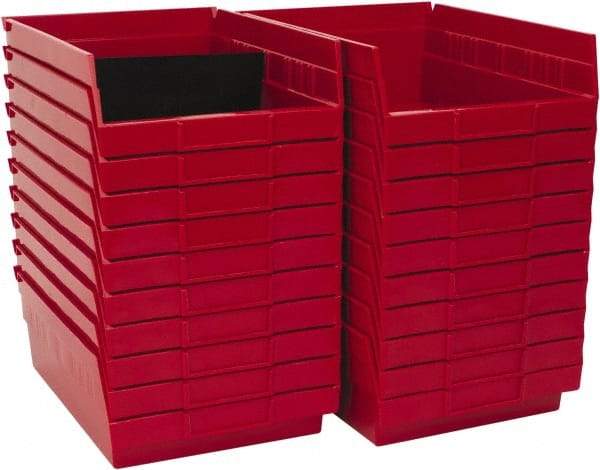 Quantum Storage - 50 Lb. Load Capacity, 11-5/8" Deep, Red Polypropylene Hopper Shelf Bin - 4" High x 8-3/8" Wide x 11-5/8" Long - Strong Tooling