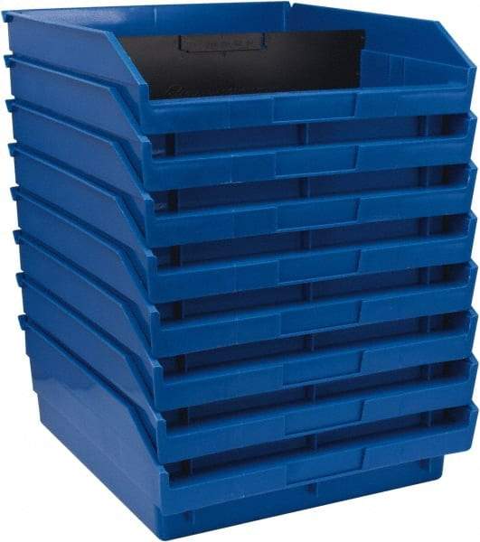 Quantum Storage - 50 Lb. Load Capacity, 11-5/8" Deep, Blue Polypropylene Hopper Shelf Bin - 4" High x 11-1/8" Wide x 11-5/8" Long - Strong Tooling