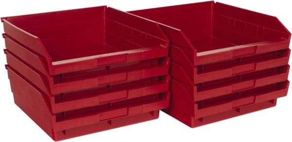 Quantum Storage - 50 Lb. Load Capacity, 11-5/8" Deep, Red Polypropylene Hopper Shelf Bin - 4" High x 11-1/8" Wide x 11-5/8" Long - Strong Tooling