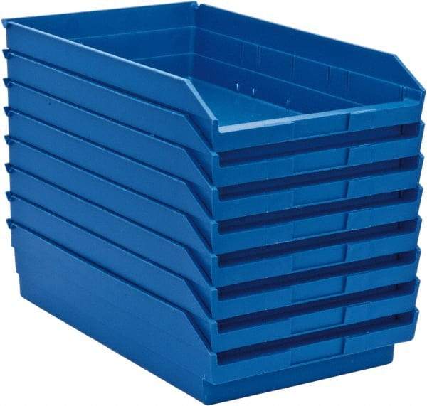 Quantum Storage - 50 Lb. Load Capacity, 17-7/8" Deep, Blue Polypropylene Hopper Shelf Bin - 4" High x 11-1/8" Wide x 17-7/8" Long - Strong Tooling