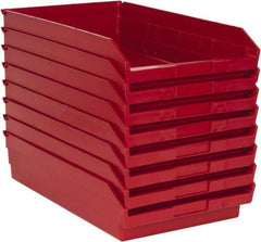 Quantum Storage - 50 Lb. Load Capacity, 17-7/8" Deep, Red Polypropylene Hopper Shelf Bin - 4" High x 11-1/8" Wide x 17-7/8" Long - Strong Tooling