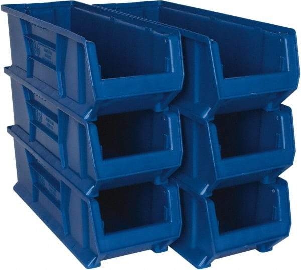 Quantum Storage - 100 Lb. Load Capacity, 23-7/8" Deep, Blue Polypropylene Hopper Stacking Bin - 7" High x 8-1/4" Wide x 23-7/8" Long - Strong Tooling