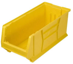 Quantum Storage - 100 Lb. Load Capacity, 23-7/8" Deep, Yellow Polypropylene Hopper Stacking Bin - 9" High x 8-1/4" Wide x 23-7/8" Long - Strong Tooling