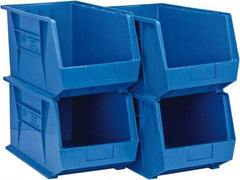 Quantum Storage - 75 Lb. Load Capacity, 18" Deep, Blue Polypropylene Hopper Stacking Bin - 10" High x 11" Wide x 18" Long - Strong Tooling