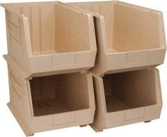 Quantum Storage - 75 Lb. Load Capacity, 18" Deep, Ivory Polypropylene Hopper Stacking Bin - 10" High x 11" Wide x 18" Long - Strong Tooling