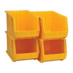 Quantum Storage - 75 Lb. Load Capacity, 18" Deep, Yellow Polypropylene Hopper Stacking Bin - 10" High x 11" Wide x 18" Long - Strong Tooling