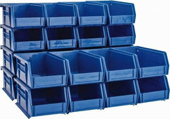 Quantum Storage - 10 Lb. Load Capacity, 7-3/8" Deep, Blue Polypropylene Hopper Stacking Bin - 3" High x 4-1/8" Wide x 7-3/8" Long - Strong Tooling