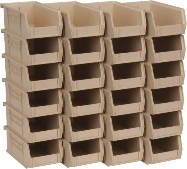 Quantum Storage - 10 Lb. Load Capacity, 7-3/8" Deep, Ivory Polypropylene Hopper Stacking Bin - 3" High x 4-1/8" Wide x 7-3/8" Long - Strong Tooling