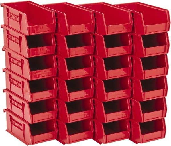 Quantum Storage - 10 Lb. Load Capacity, 7-3/8" Deep, Red Polypropylene Hopper Stacking Bin - 3" High x 4-1/8" Wide x 7-3/8" Long - Strong Tooling