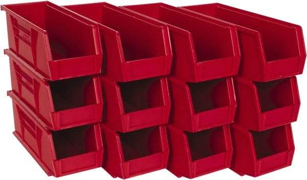 Quantum Storage - 30 Lb. Load Capacity, 10-7/8" Deep, Red Polypropylene Hopper Stacking Bin - 4" High x 4-1/8" Wide x 10-7/8" Long - Strong Tooling