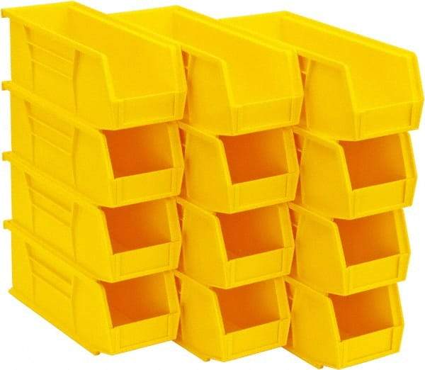 Quantum Storage - 30 Lb. Load Capacity, 10-7/8" Deep, Yellow Polypropylene Hopper Stacking Bin - 4" High x 4-1/8" Wide x 10-7/8" Long - Strong Tooling