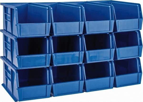 Quantum Storage - 30 Lb. Load Capacity, 10-7/8" Deep, Blue Polypropylene Hopper Stacking Bin - 5" High x 5-1/2" Wide x 10-7/8" Long - Strong Tooling