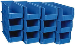 Quantum Storage - 50 Lb. Load Capacity, 14-3/4" Deep, Blue Polypropylene Hopper Stacking Bin - 5" High x 5-1/2" Wide x 14-3/4" Long - Strong Tooling