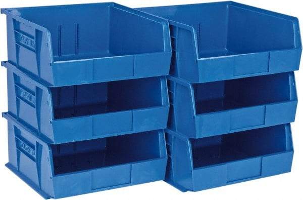 Quantum Storage - 50 Lb. Load Capacity, 10-7/8" Deep, Blue Polypropylene Hopper Stacking Bin - 5" High x 11" Wide x 10-7/8" Long - Strong Tooling