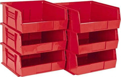 Quantum Storage - 50 Lb. Load Capacity, 10-7/8" Deep, Red Polypropylene Hopper Stacking Bin - 5" High x 11" Wide x 10-7/8" Long - Strong Tooling