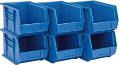 Quantum Storage - 50 Lb. Load Capacity, 10-3/4" Deep, Blue Polypropylene Hopper Stacking Bin - 7" High x 8-1/4" Wide x 10-3/4" Long - Strong Tooling