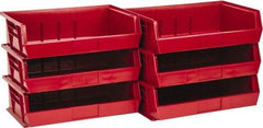 Quantum Storage - 60 Lb. Load Capacity, 10-7/8" Deep, Red Polypropylene Hopper Stacking Bin - 5" High x 16-1/2" Wide x 10-7/8" Long - Strong Tooling