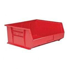 Quantum Storage - 75 Lb. Load Capacity, 14-3/4" Deep, Red Polypropylene Hopper Stacking Bin - 7" High x 16-1/2" Wide x 14-3/4" Long - Strong Tooling